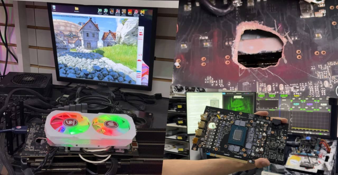 RTX 5070 Ti “hồi sinh” từ hư hỏng nặng nhờ Radeon RX 580