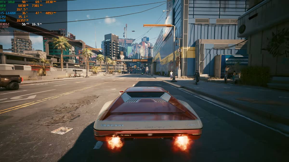 hiệu năng của RTX 3060 Ventus trong Cyberpunk 2077