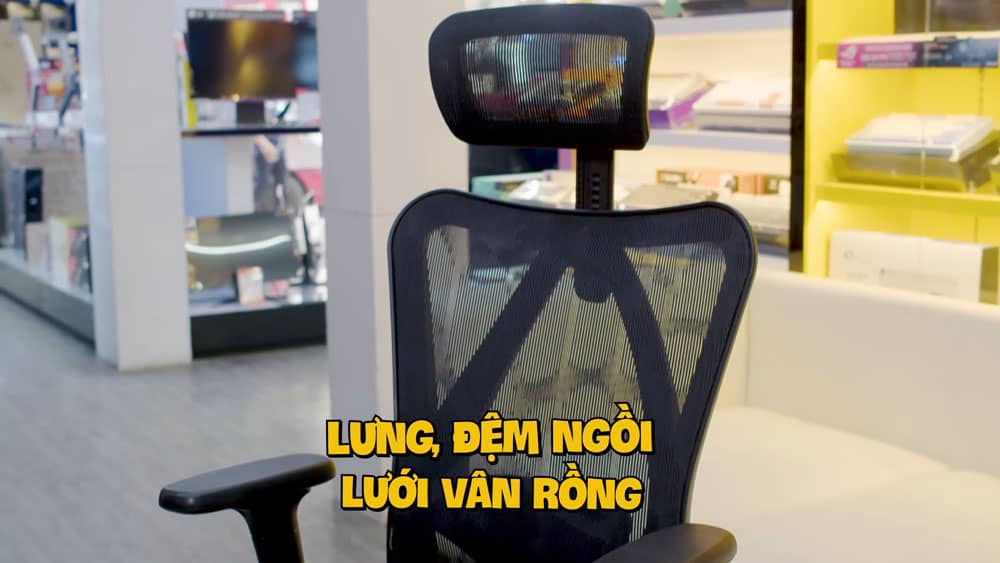 lưới vân rồng của Sihoo M57 tạo sự lưu thông không khí, dễ chịu khi ngồi