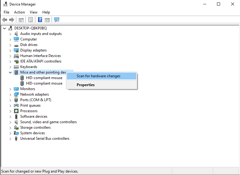 Cài đặt lại driver cho chuột