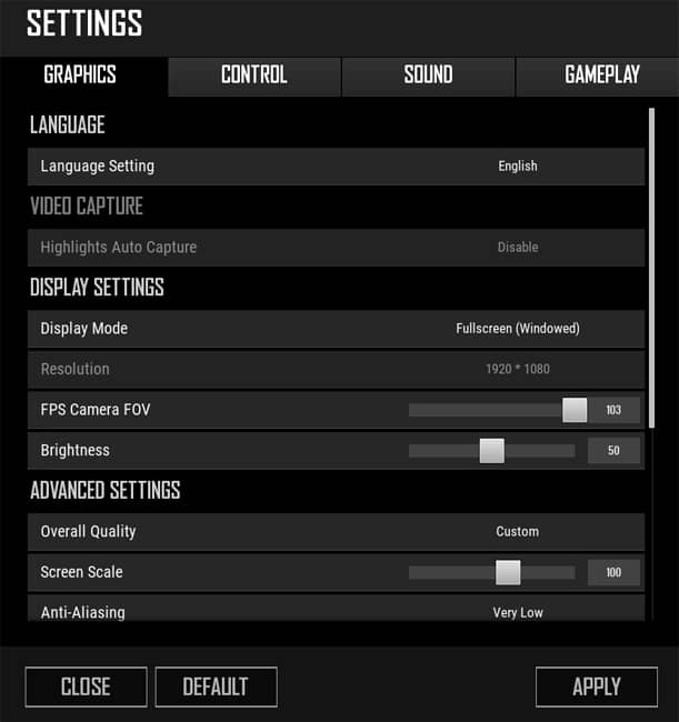 Setting game để tăng FPS PUBG PC 1