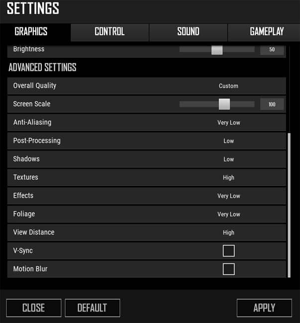 Setting game để tăng FPS PUBG PC 2