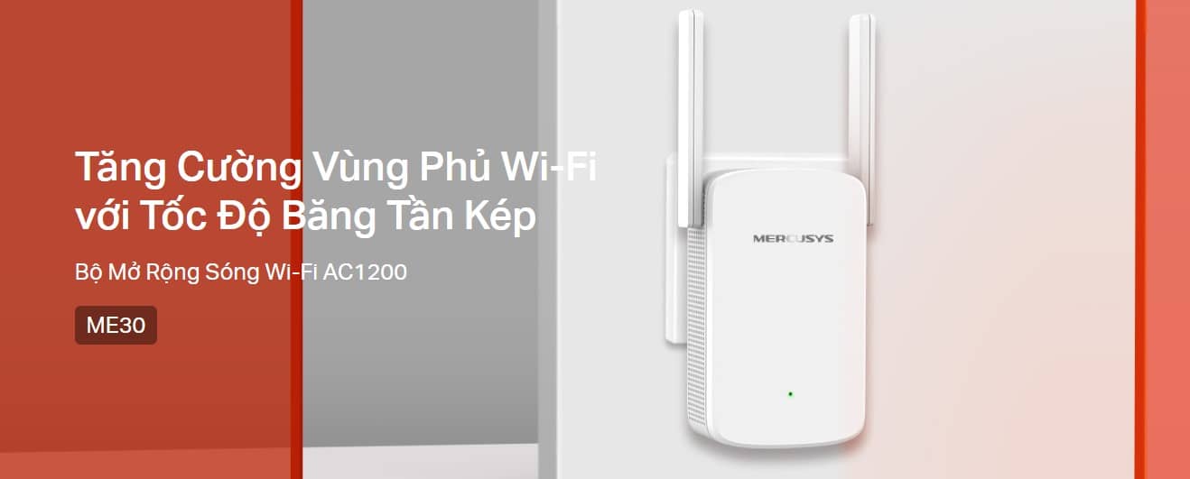 Bộ mở rộng sóng WiFi Mercusys ME30 Tốc độ AC1200Mbps