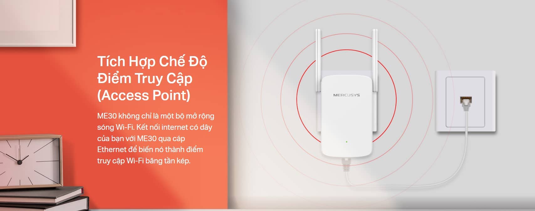 Bộ mở rộng sóng WiFi Mercusys ME30 Tốc độ AC1200Mbps