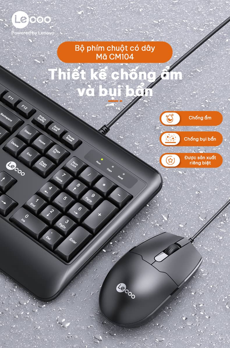 Bộ Bàn phím chuột Lecoo CM104 đen (USB) 4
