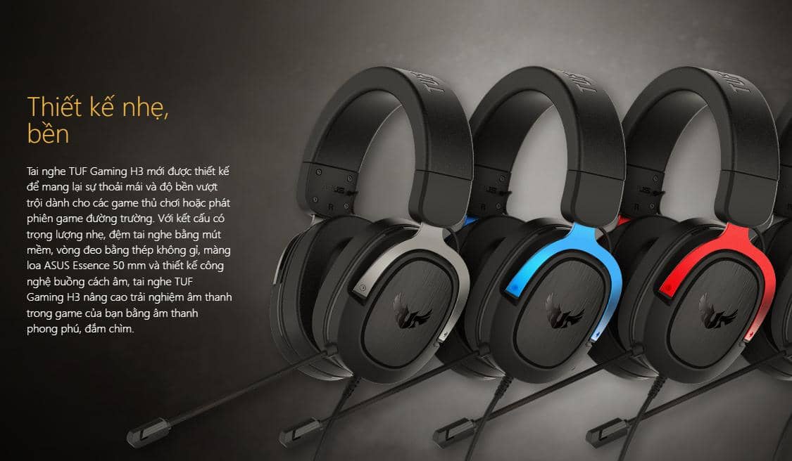 Tai nghe chơi game TUF Gaming H3 Đen Xám ảnh 2