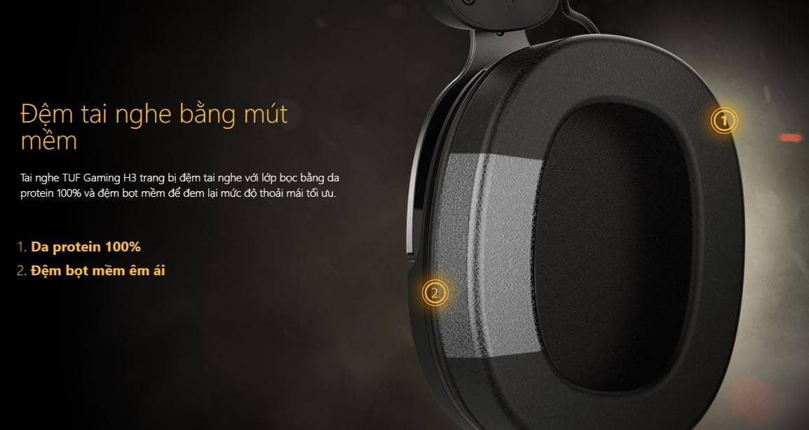 Tai nghe chơi game TUF Gaming H3 Đen Xám ảnh 6