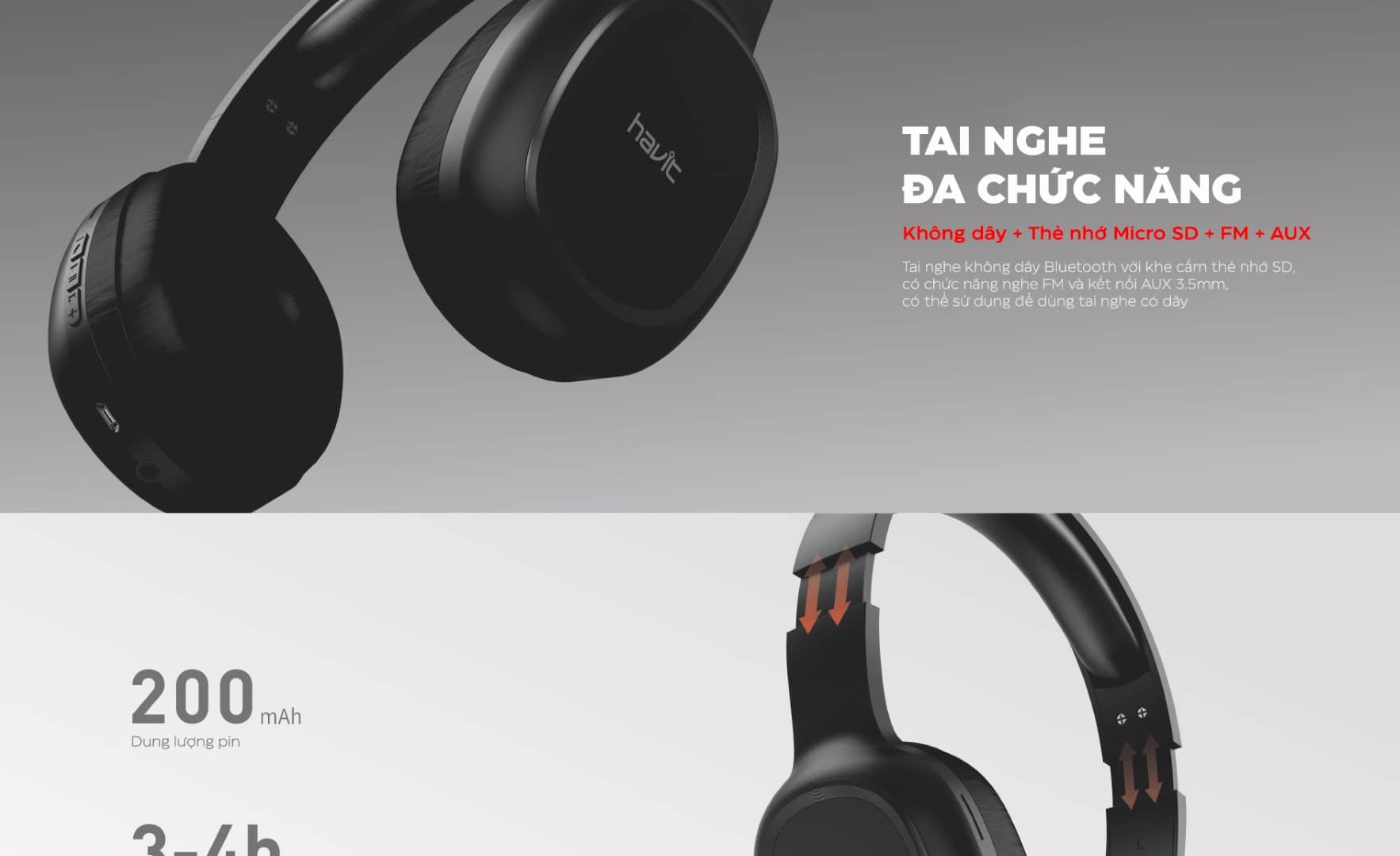 Tai nghe Bluetooth Havit H2590BT PRO