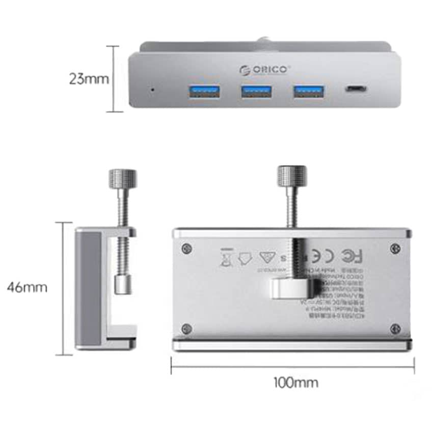 Bộ chia Type C ra 5 cổng USB 3.0 Orico MH4PC-10-SV-BP Màu Bạc 2