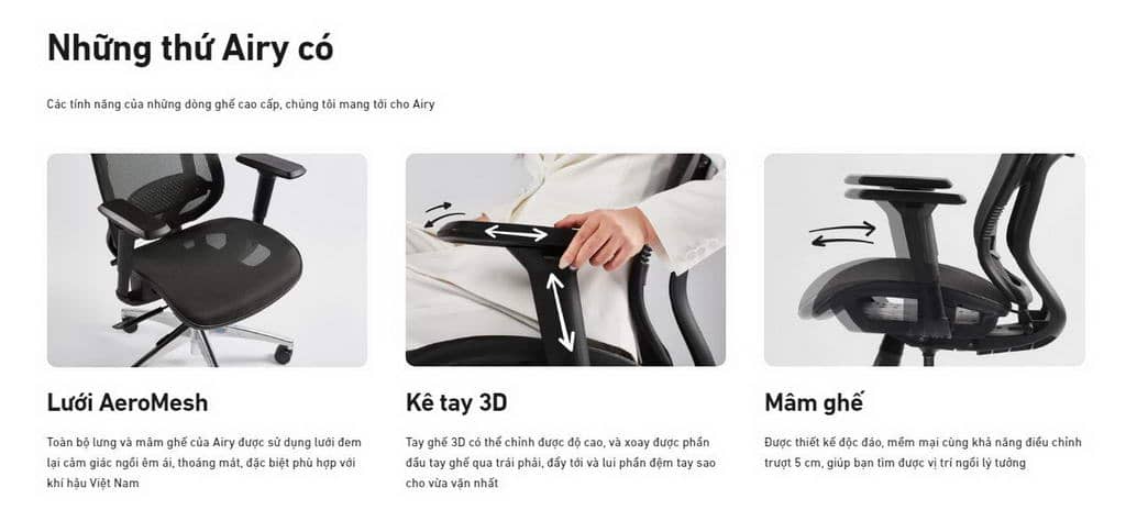 Ghế công thái học HyperWork Airy