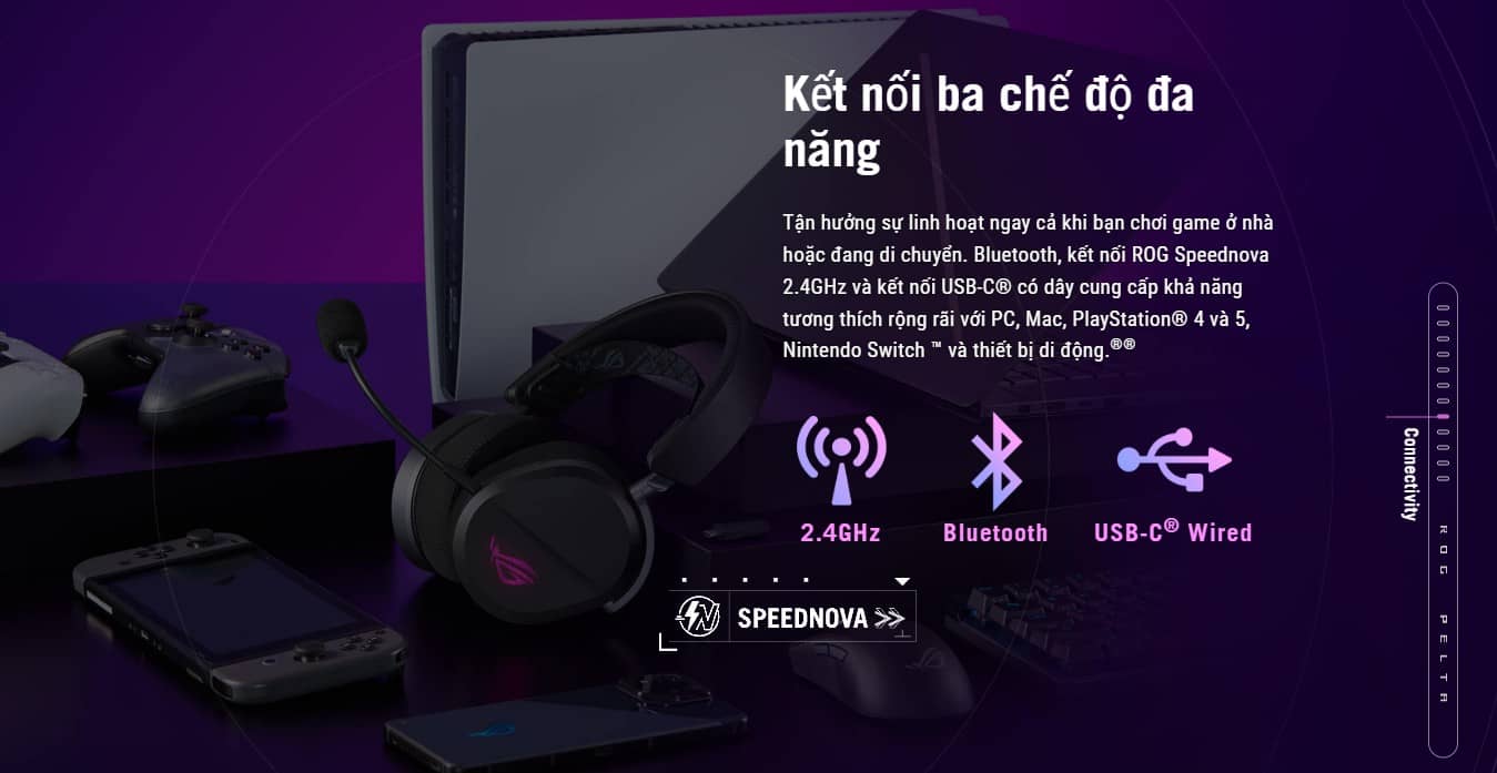 Tai nghe không dây Gaming Asus ROG Pelta 8