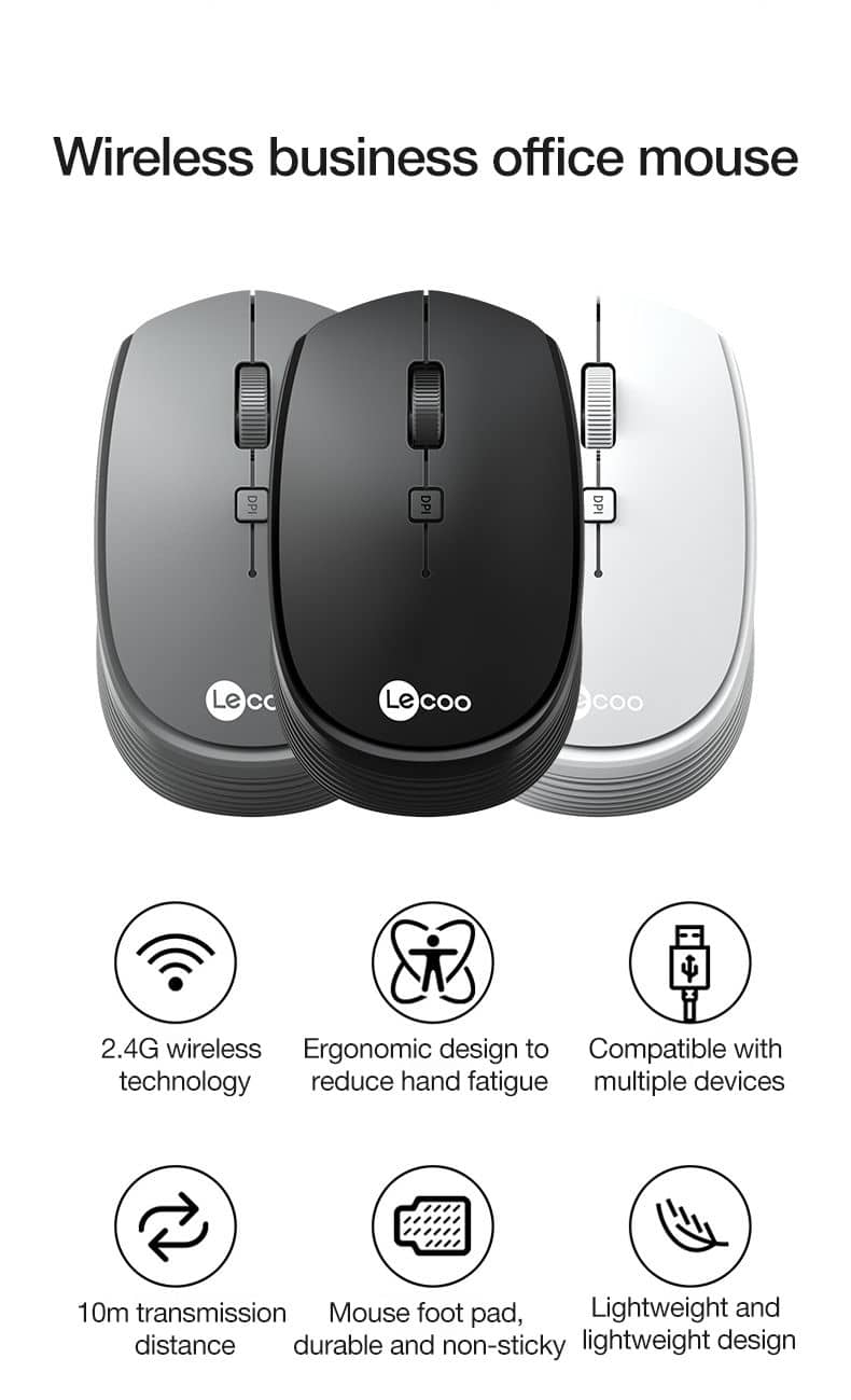 Chuột không dây Lecoo WS202 xanh lục (USB) 1