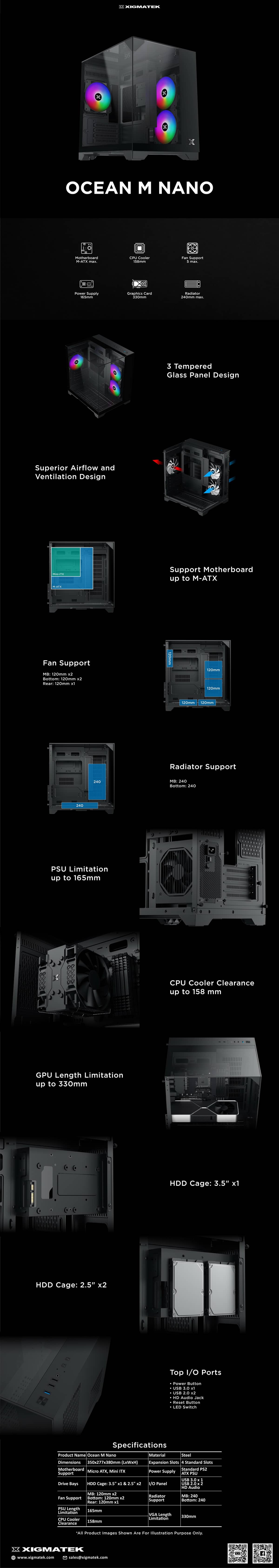 Vỏ case XIGMATEK OCEAN M NANO (ATX/Màu đen)