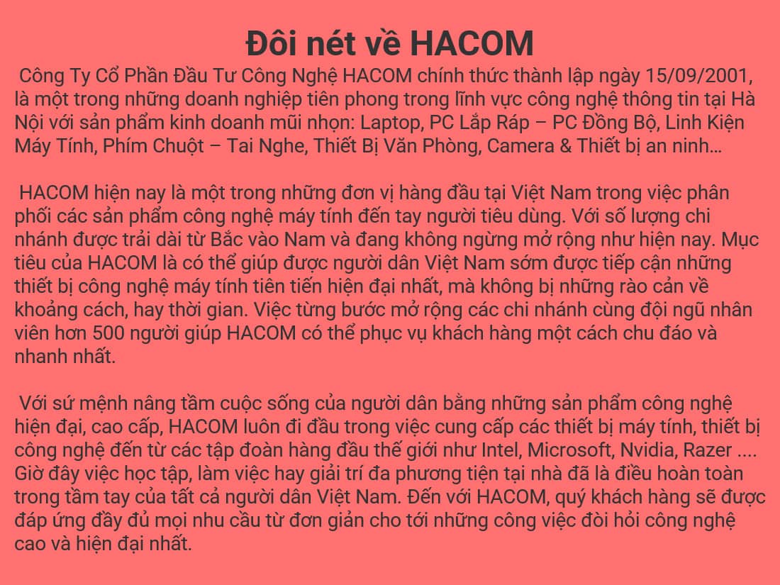 Đôi nét về thương hiệu HACOM