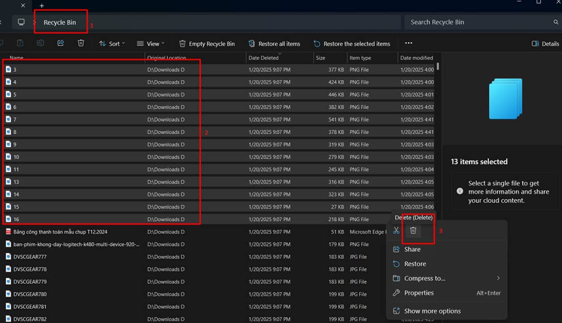 Dọn dẹp Thùng rác (Recycle Bin)