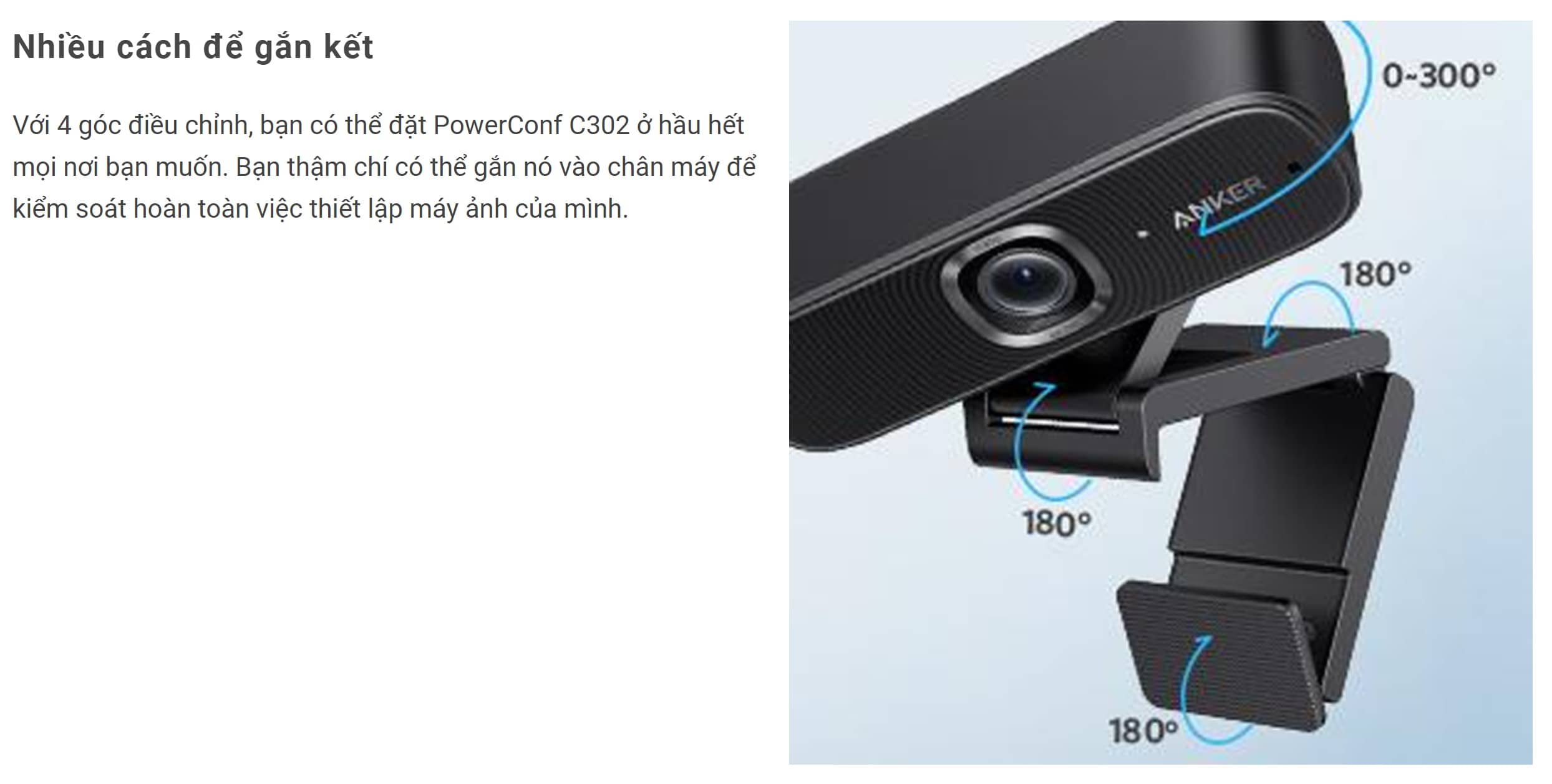 Webcam Anker PowerConf C302 - A3362 - Màu đen