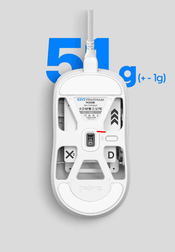 Chuột có dây Pulsar X2 Wired Medium White 3