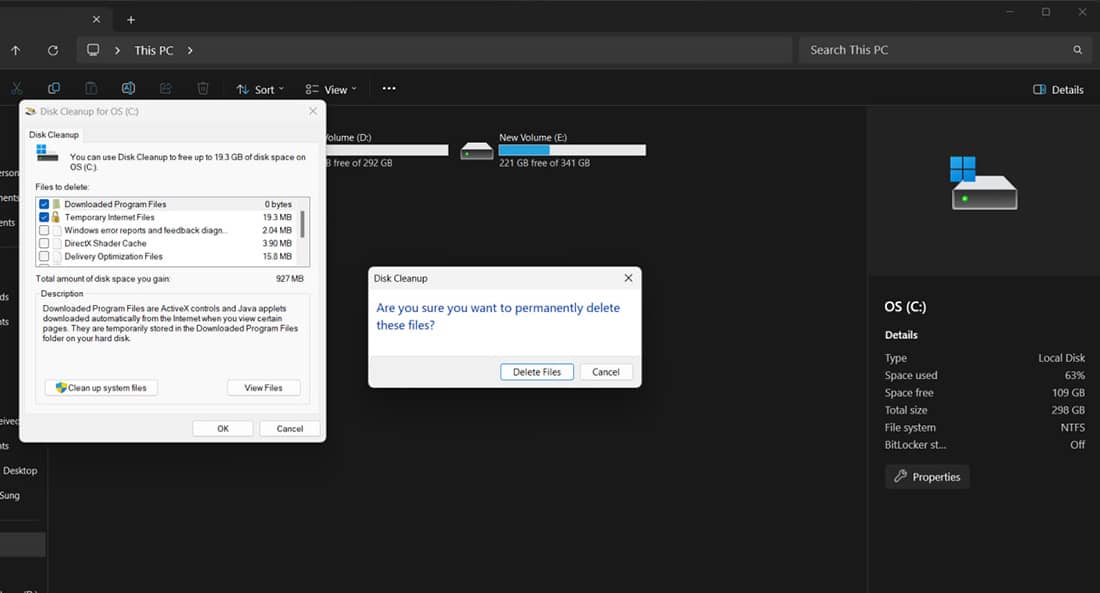 Sử dụng Disk Cleanup dọn dẹp ổ C bị đầy