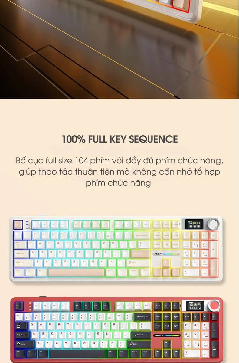 Bàn phím cơ gaming AULA F108 Pro 17