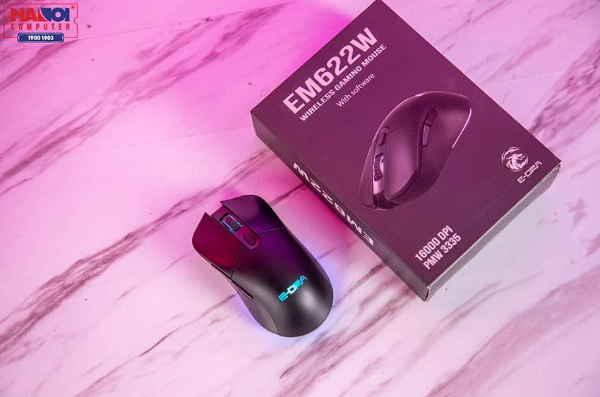 Chuột Không dây E-Dra EM622W Đen (USB/RGB/Huano20M/Avago3327/12400dpi)
