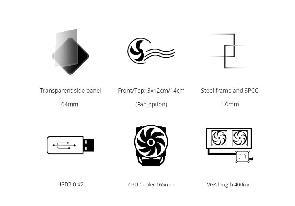 Vỏ Case VSP X1 EXTREME GAMING (Mid Tower/Màu Đen)