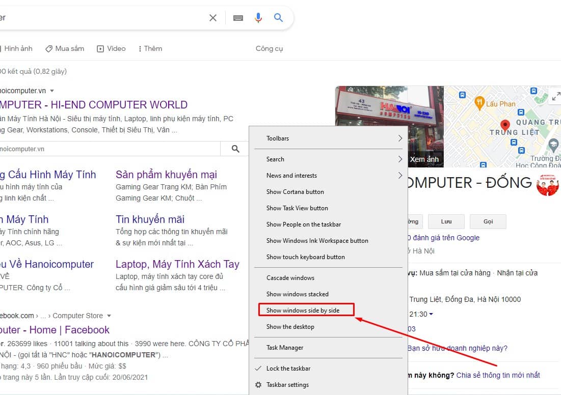 Chia đôi màn hình máy tính bằng thanh taskbar 