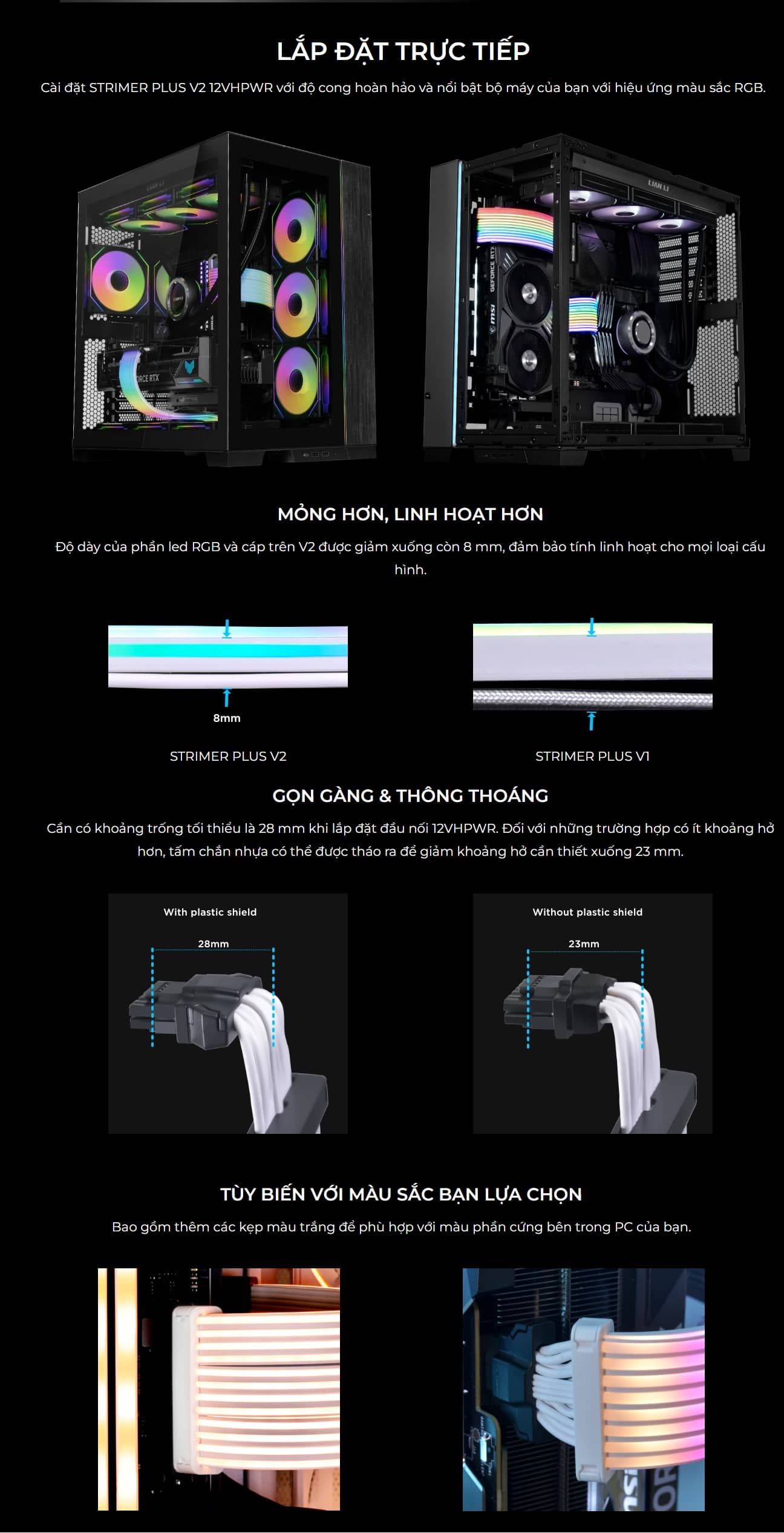 Dây nguồn nối dài cho card đồ hoạ Lian Li Strimer Plus V2