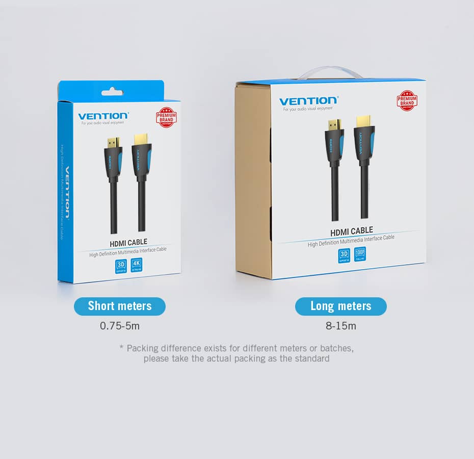 Cáp HDMI 1.5m Vention VAA-M02-B150, hỗ trợ 4K 60Mhz, chuẩn 2.0 5