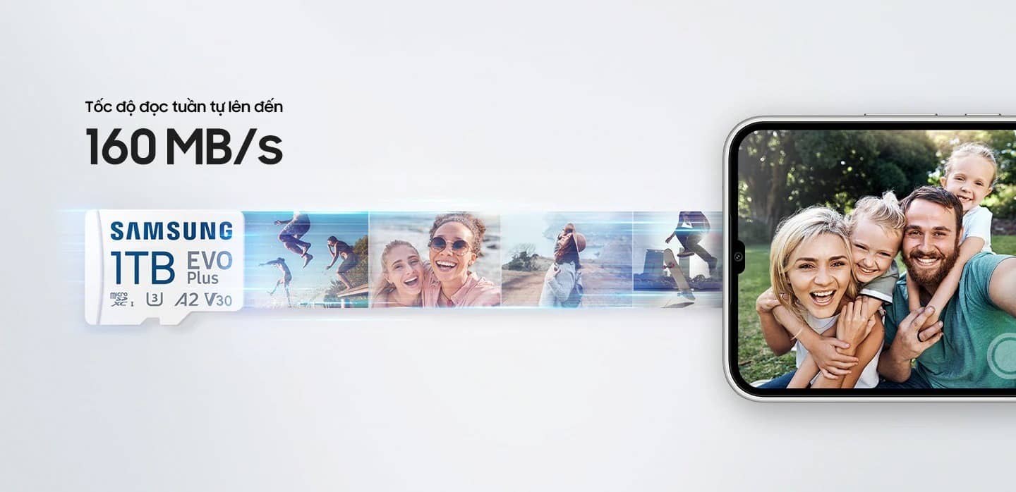 Thẻ nhớ MicroSD Samsung EVO PLUS 64GB Class10, U1, V10, A1- Kèm Adapter (160 MB/s) ảnh 2