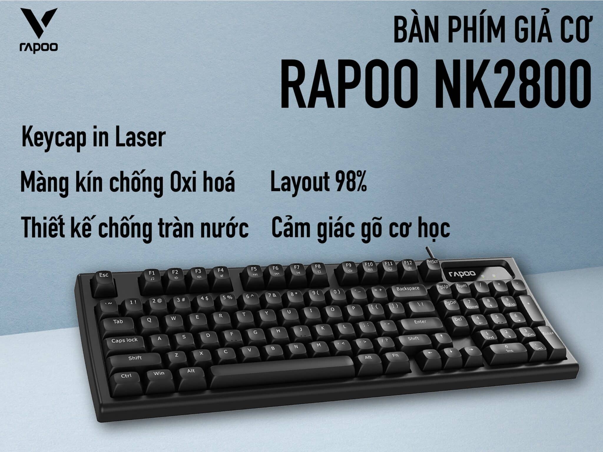 Bàn phím giả cơ gaming Rapoo NK2800 Black 1