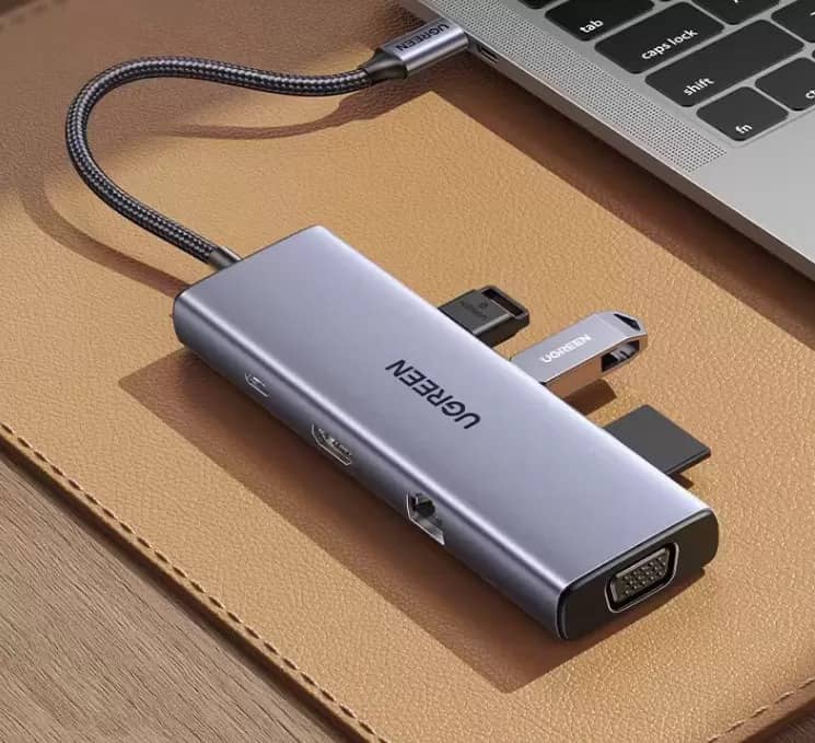 Bộ chuyển đổi USB-C sang USB-C PD+3*USB 3.0+RJ45+HDMI hỗ trợ 4k+VGA+SD/TF Ugreen 15600 4