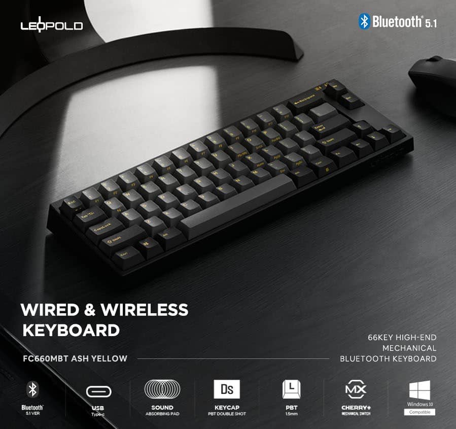 Bàn phím cơ Leopold FC660MBT (Black Black Yellow)