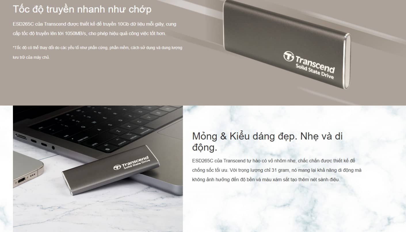 Ổ cứng di động Transcend ESD265C Portable SSD 2TB 