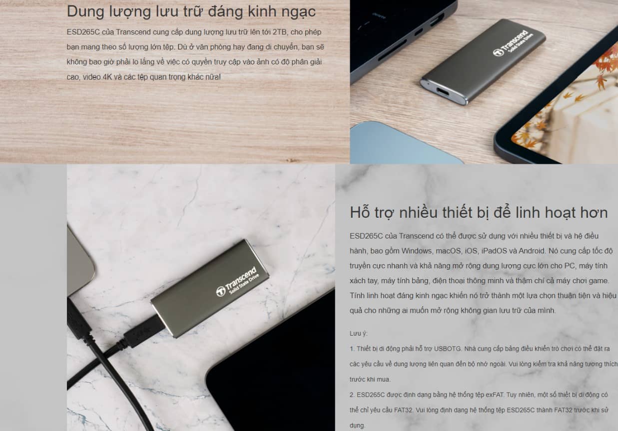 Ổ cứng di động Transcend ESD265C Portable SSD 2TB 