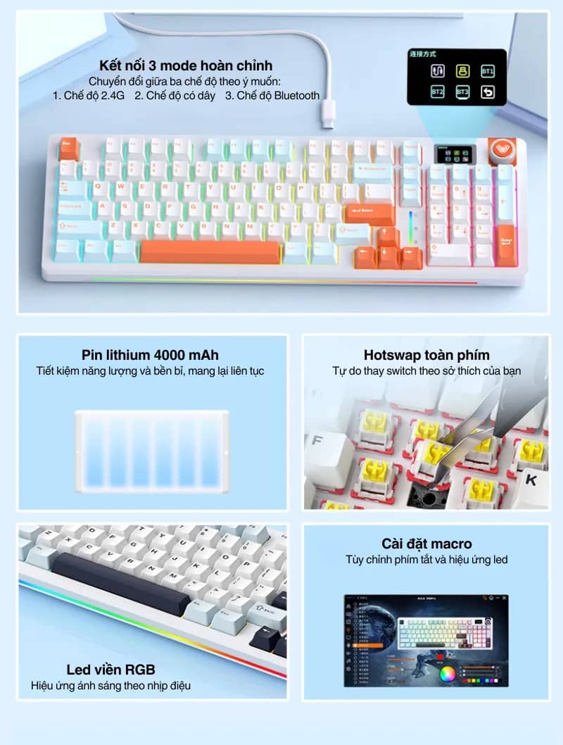 Bàn phím cơ gaming AULA S98 Pro 3