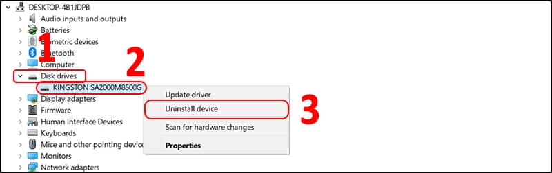 Không nhận, nhận sai hoặc lỗi Driver 1