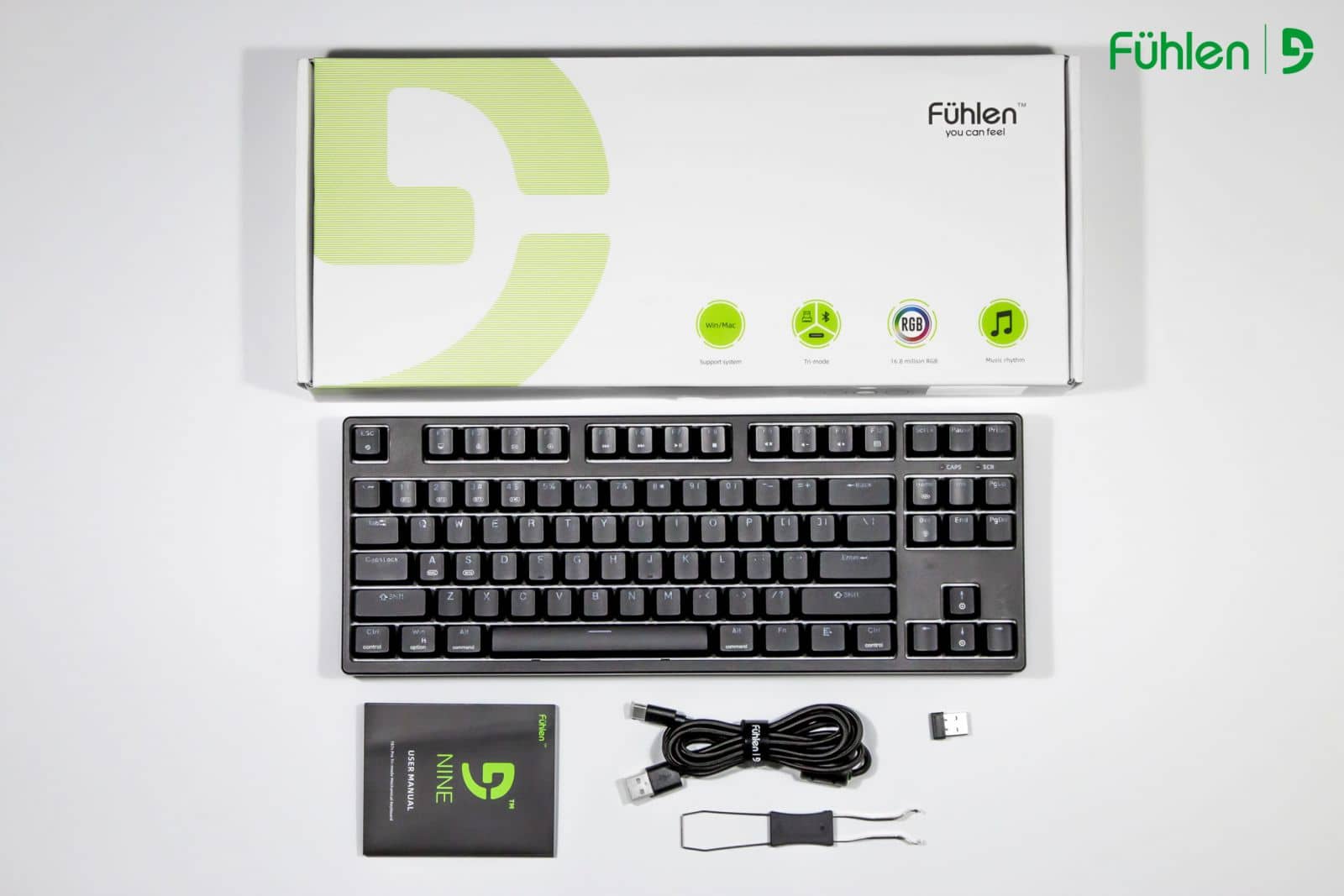 Bàn phím cơ không dây Fuhlen T87S Pro White