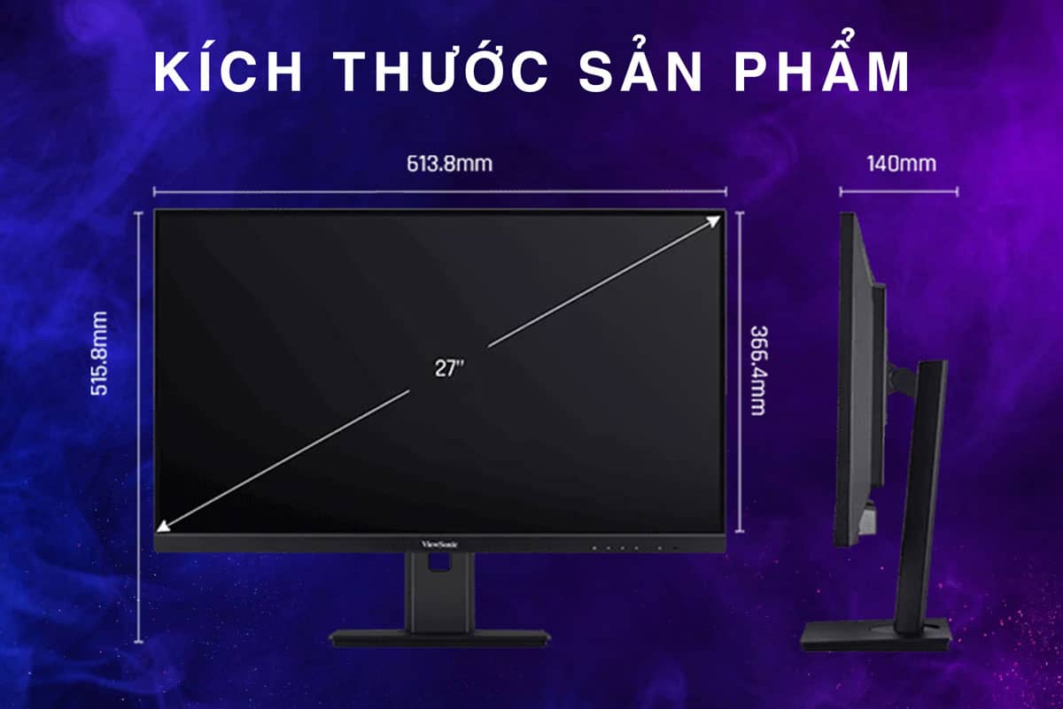 Kích thước của màn hình gaming ViewSonic XG2737