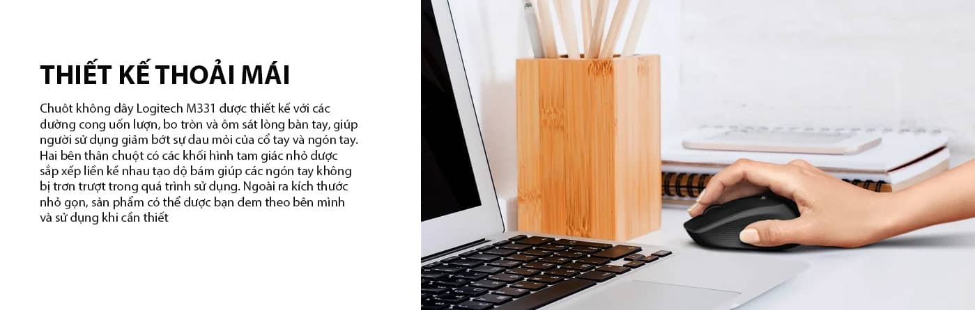 Chuột không dây Logitech M331 (USB/Màu đen-xám) 2