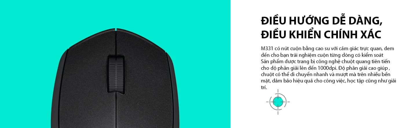 Chuột không dây Logitech M331 (USB/Màu đen-xám) 3