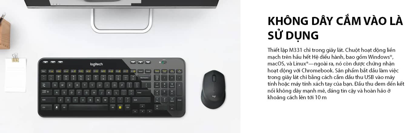 Chuột không dây Logitech M331 (USB/Màu đen-xám) 6
