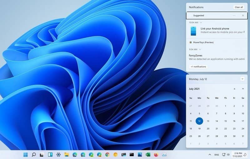 Phím tắt mở trung tâm thông báo Windows + N