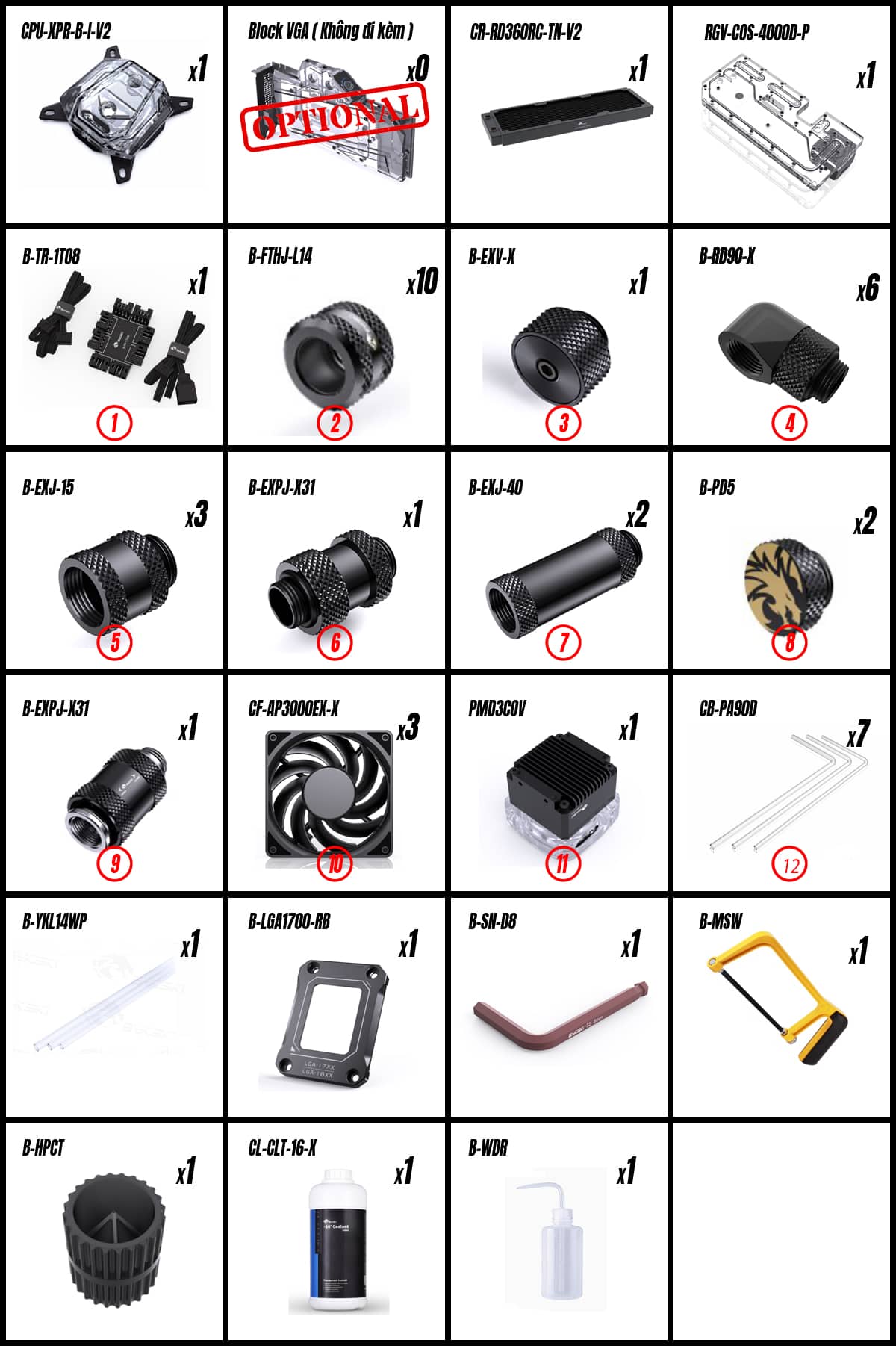 Trọn bộ tản nhiệt nước Custom Bykski x Corsair 4000D DIY KIT - Black