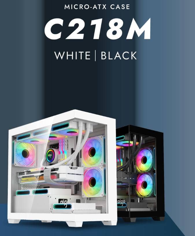Vỏ case AIGO C218M BLACK (mATX, màu đen, không fan) 2