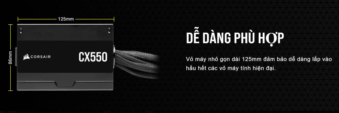 Nguồn máy tính Corsair CX650 (80 Plus Bronze/ Màu Đen)