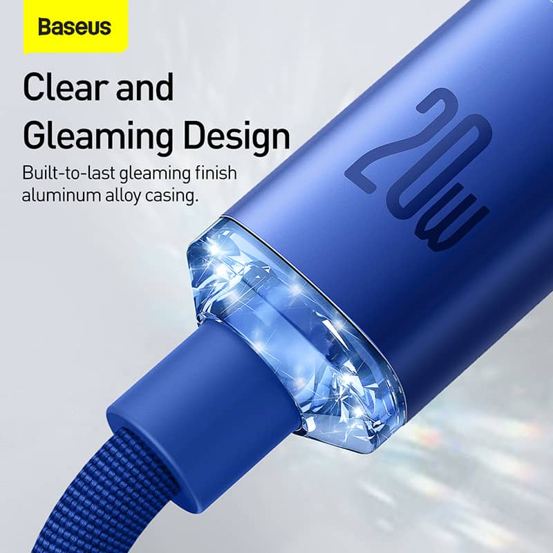 Cáp Baseus Crystal Shine USB-C to Lightning 1.2M Blue 3