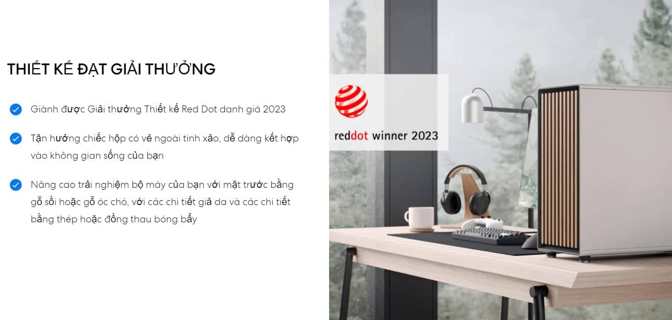 Vỏ Case Fractal Design North Chalk White (ATX/Mid Tower/Màu Trắng) 