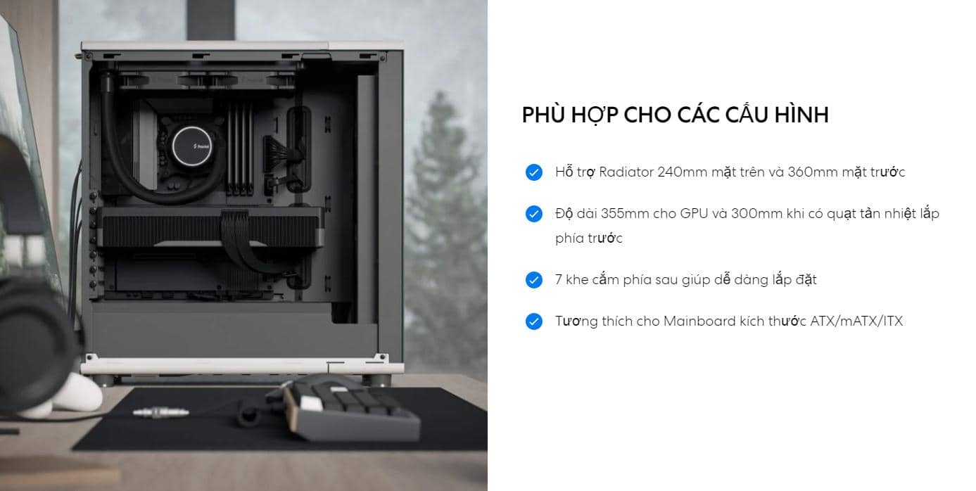 Vỏ Case Fractal Design North Chalk White (ATX/Mid Tower/Màu Trắng) 
