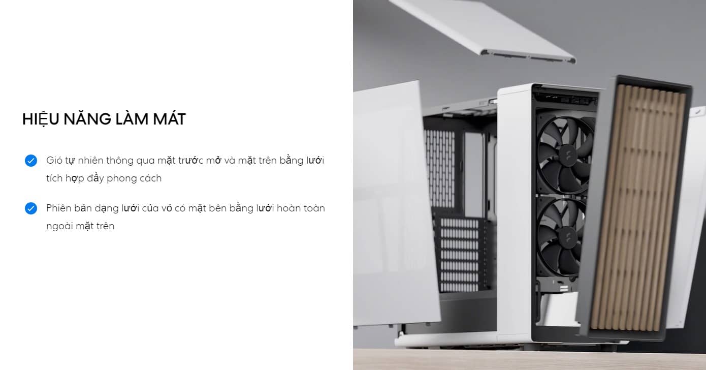 Vỏ Case Fractal Design North Chalk White (ATX/Mid Tower/Màu Trắng) 