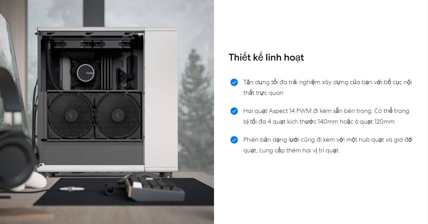 Vỏ Case Fractal Design North Chalk White (ATX/Mid Tower/Màu Trắng) 